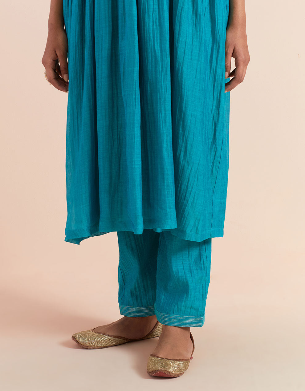 Turqoise soft chanderi pant