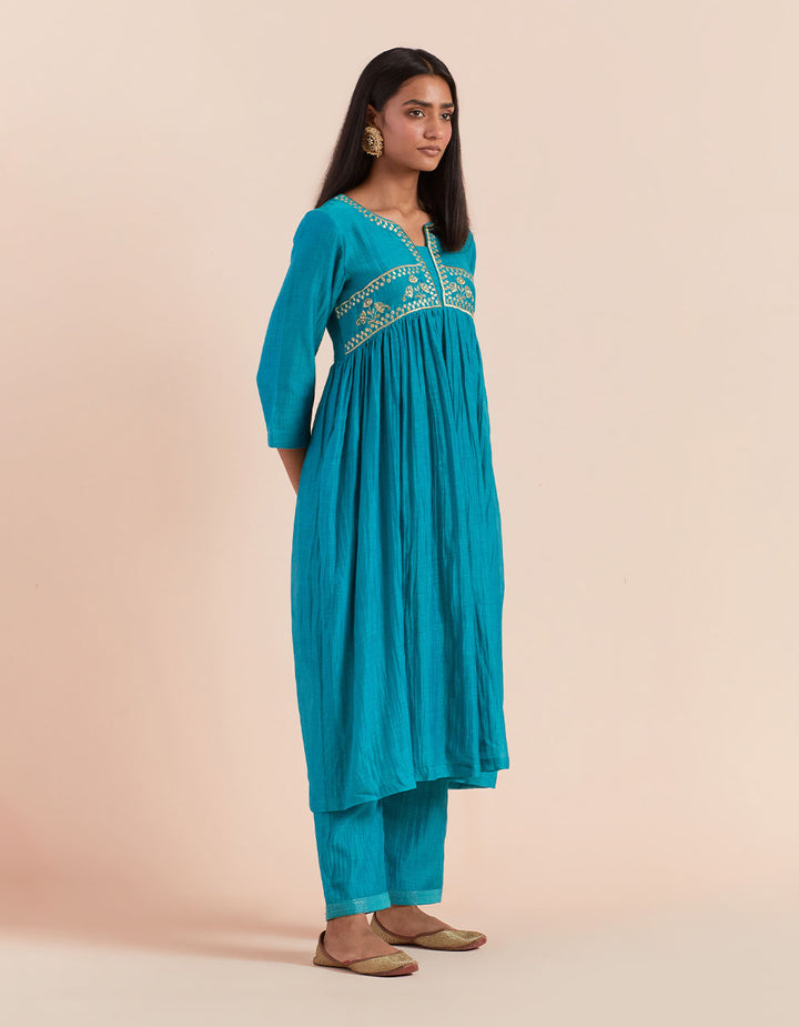 Turqoise soft chanderi pant