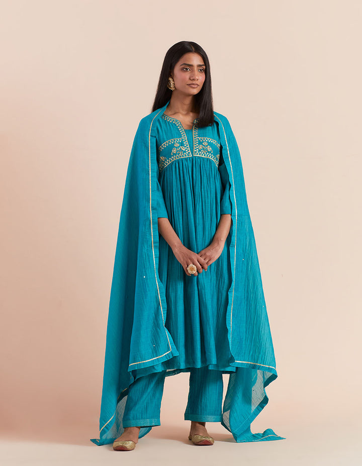 Turqoise soft chanderi dupatta