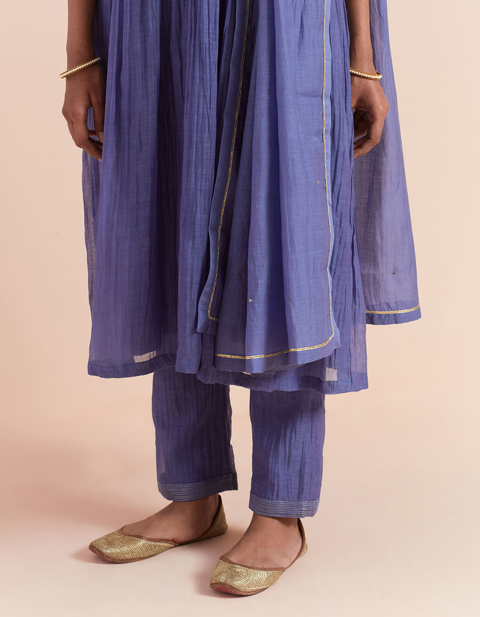 Blue soft chanderi pant