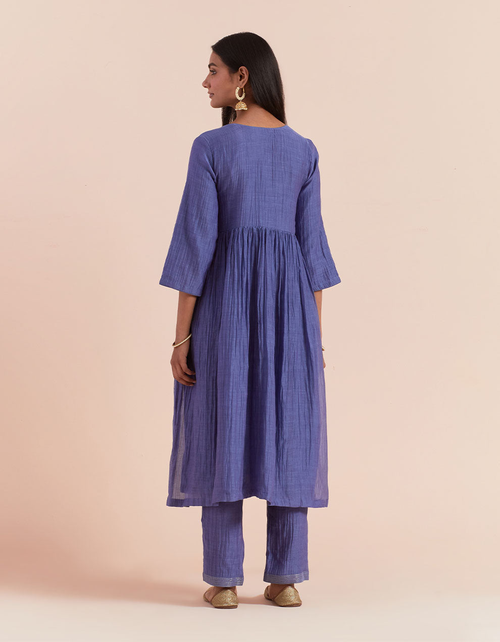 Blue soft chanderi pant