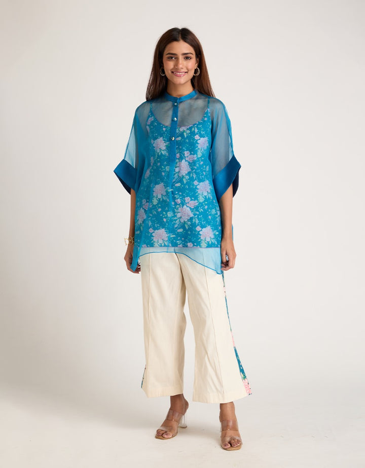 Blue Organza Co-ord Set of 3