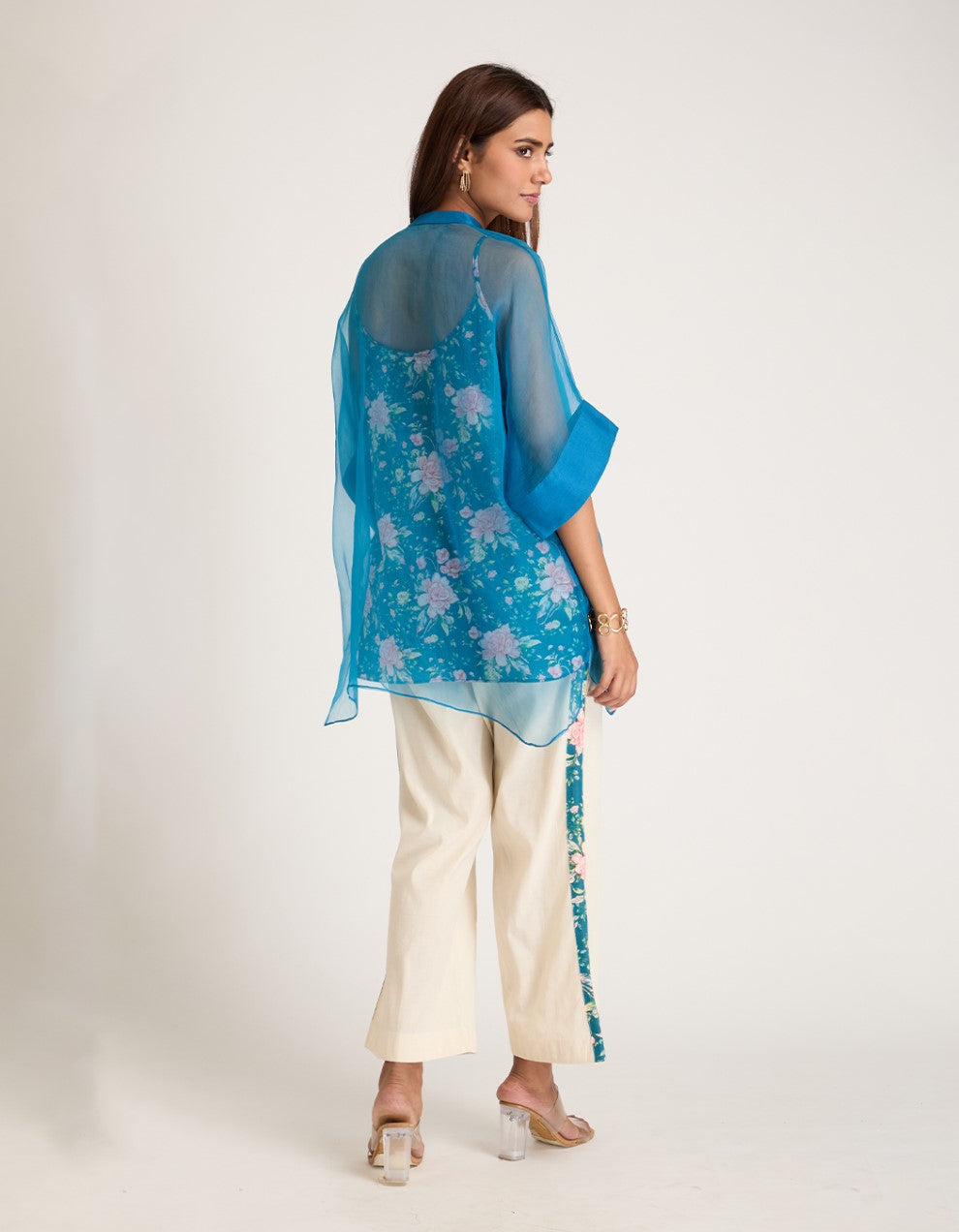 Blue Organza Co-ord Set of 3
