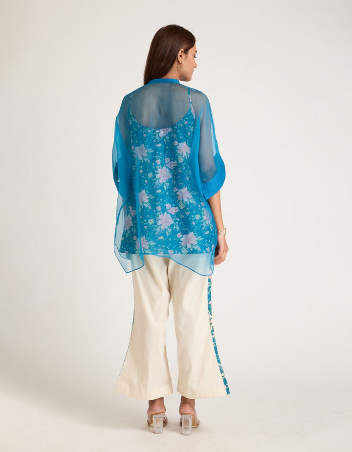Blue Organza Co-ord Set of 3
