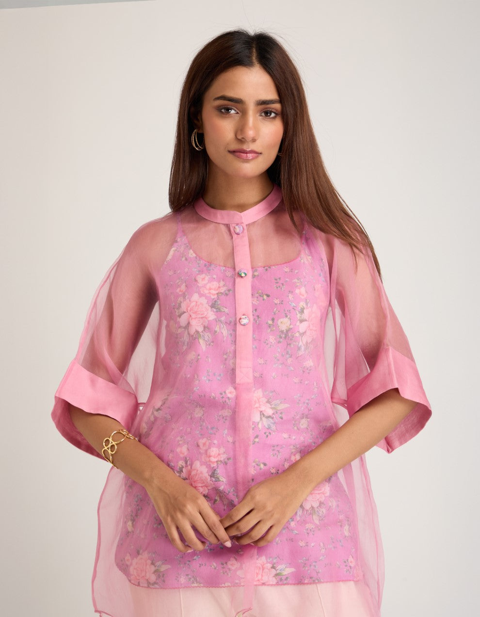 Pink Organza Co-ord Set of 3