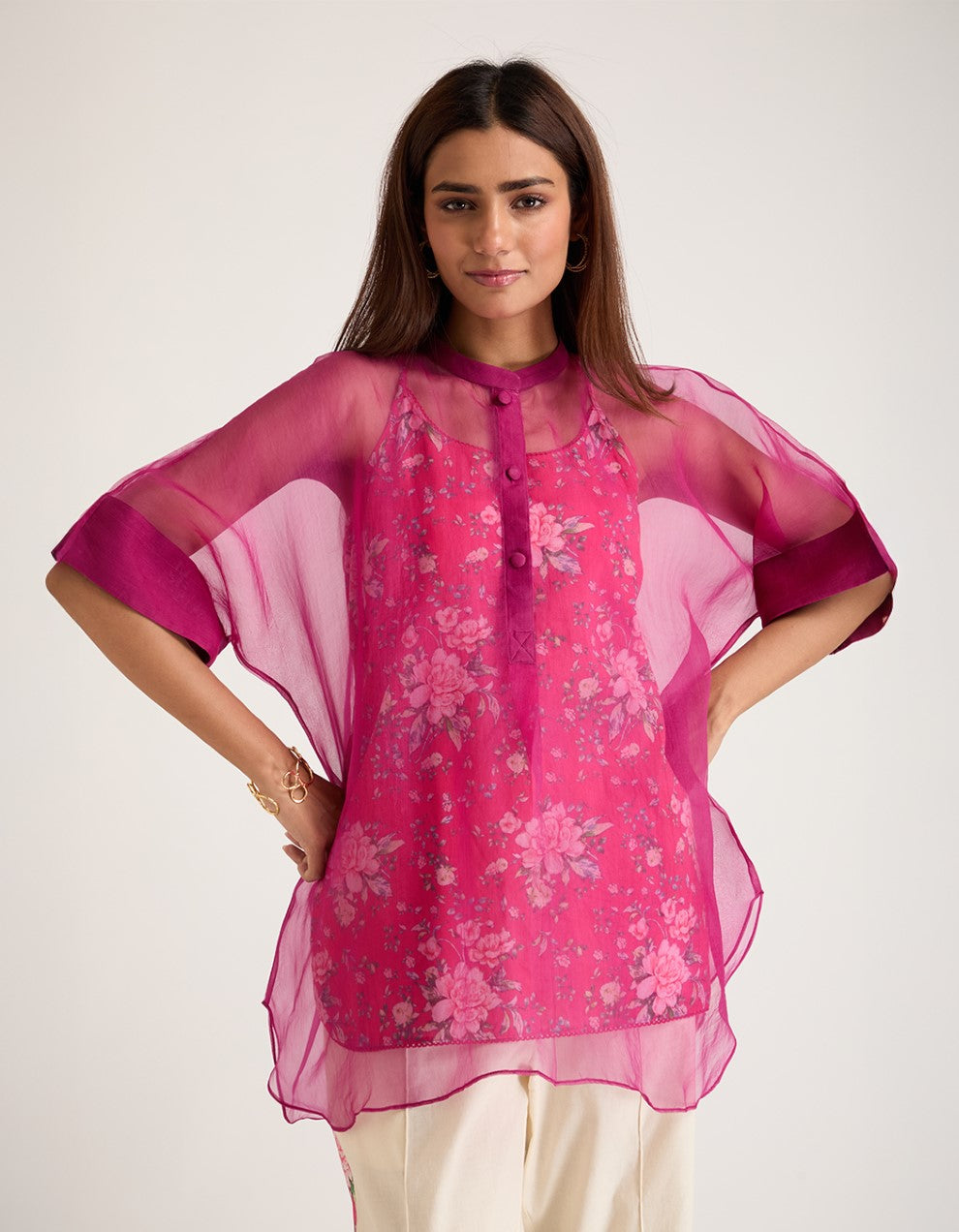 Purple Organza Co-ord Set of 3