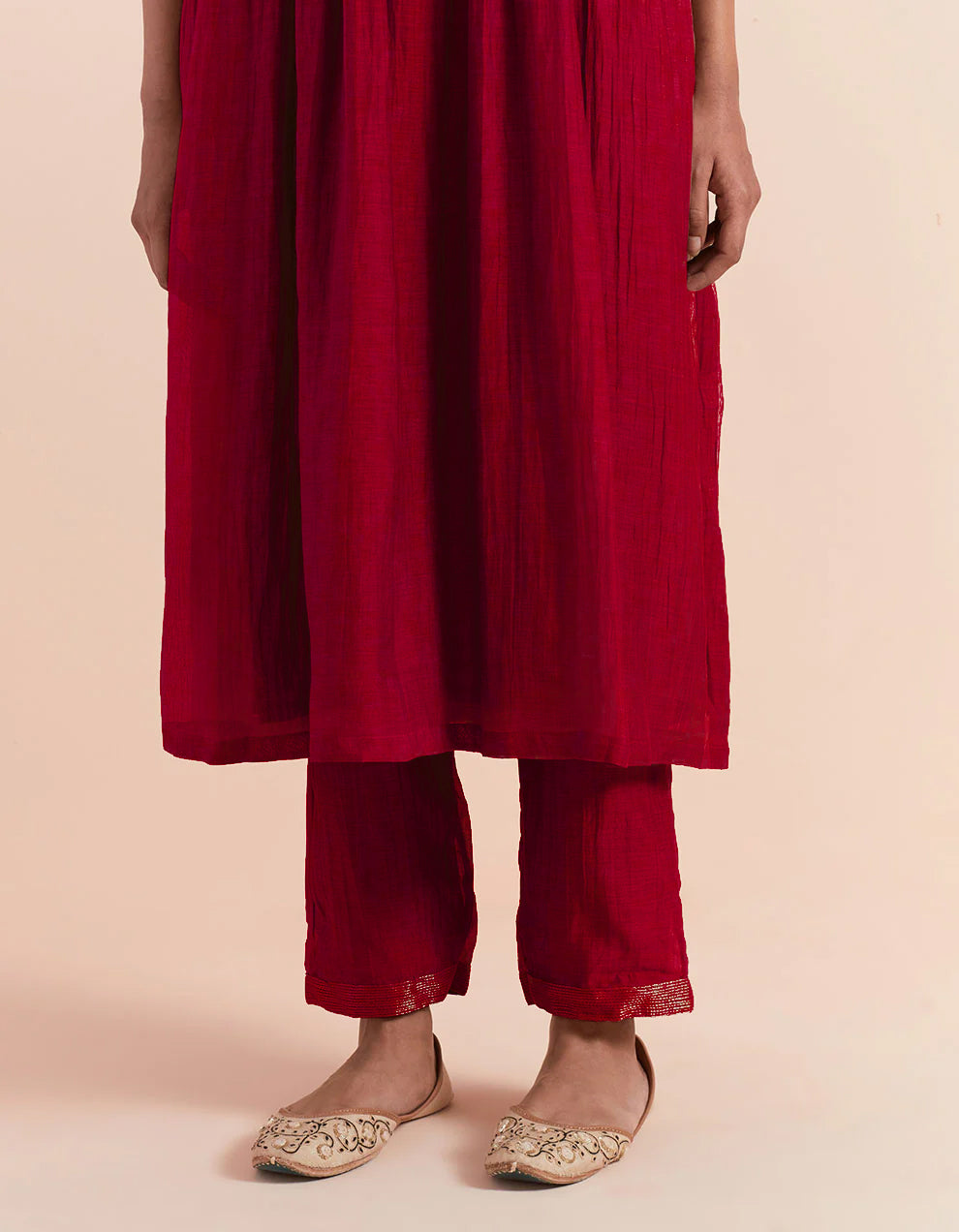 Red soft chanderi pant