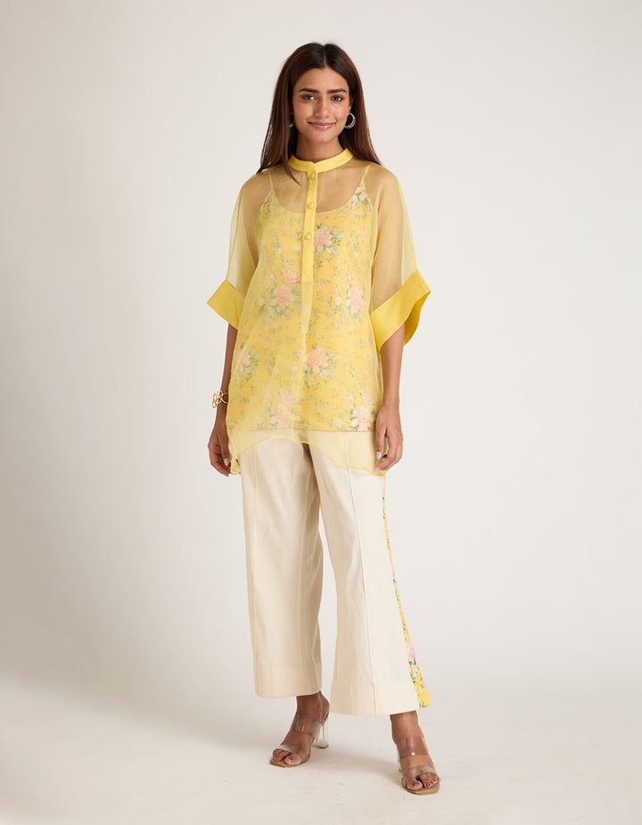 Yellow Organza Co-ord Set of 3