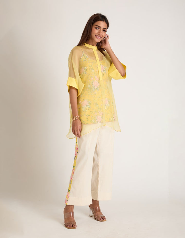Yellow Organza Co-ord Set of 3