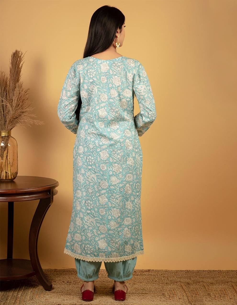 buy-best-quality-beautiful-blue-printed-cotton-pant-dress-for-women-in-india-1