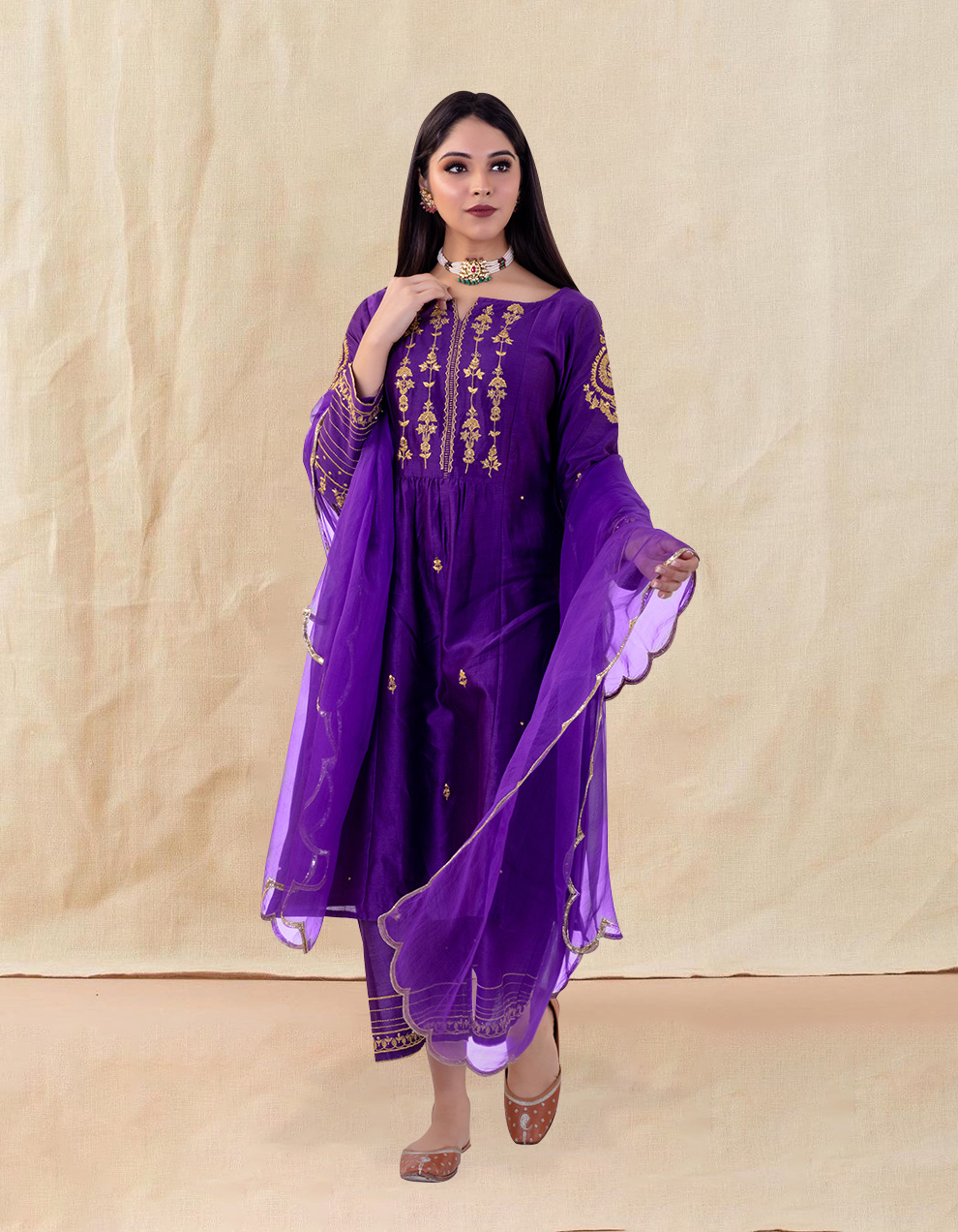 Purple-embroidered-chanderi-silk-pants-designers-in-India