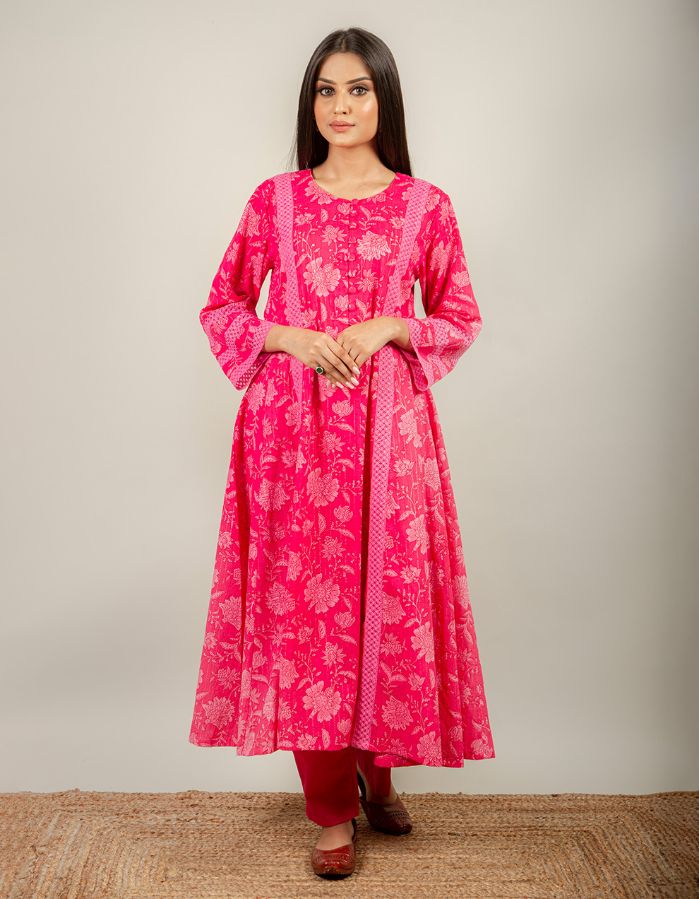 Magenta-Pink-Cotton-Kurta-with-pants-and-dupatta-designs-for-ladies-at-the-best-prices