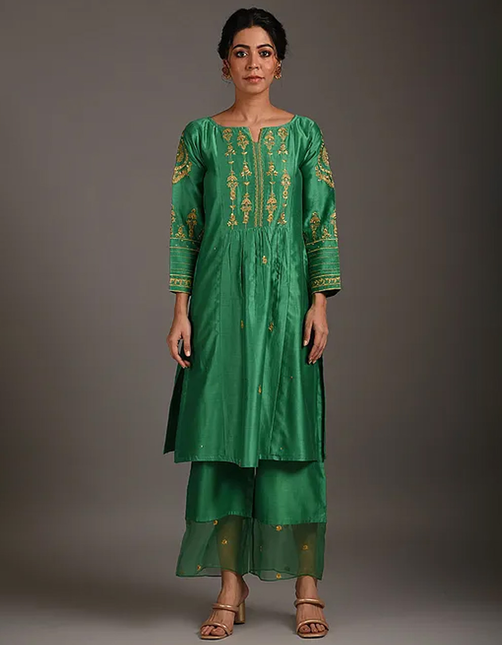 Buy Designer for silk kurta with silk pants collection Online for Women in India, green silk kurta with silk pants designs online from top brands at the best price