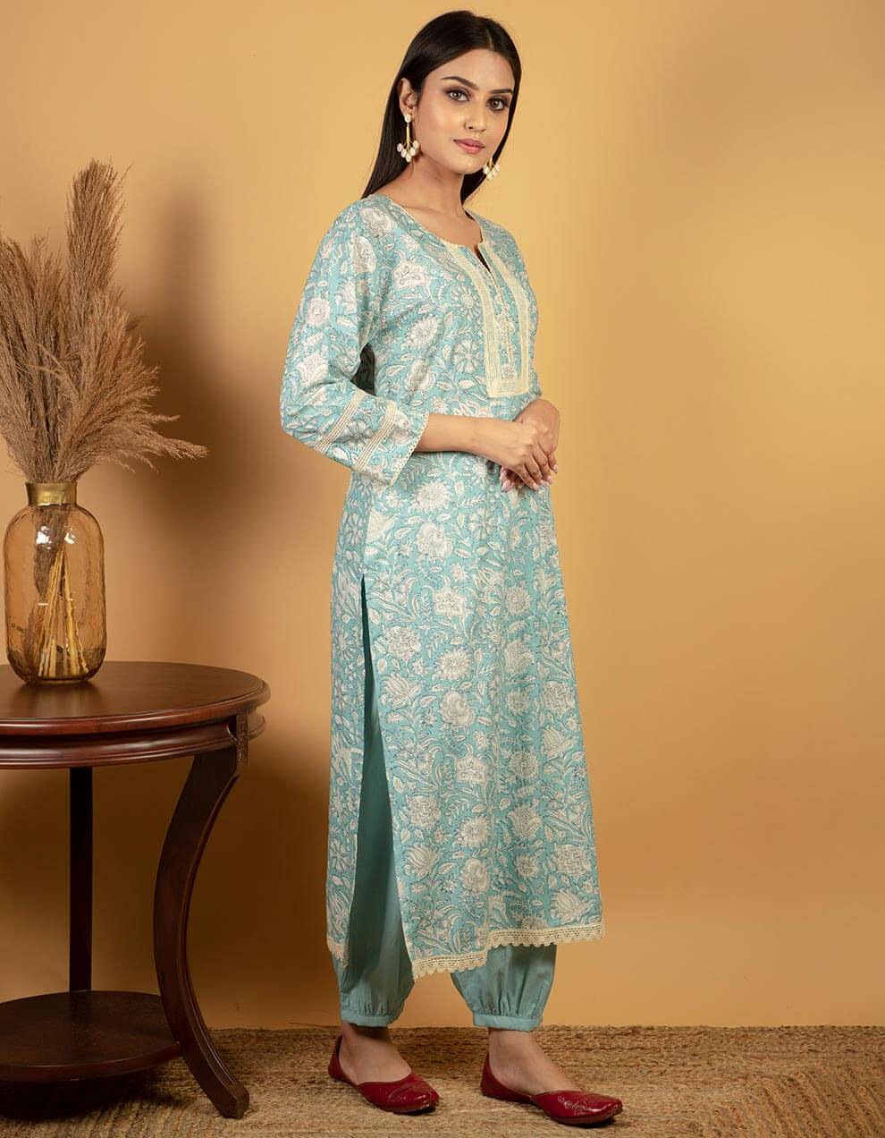 find-the-best-quality-blue-cotton-printed-kurta-dress-for-women-in-delhi-ncr