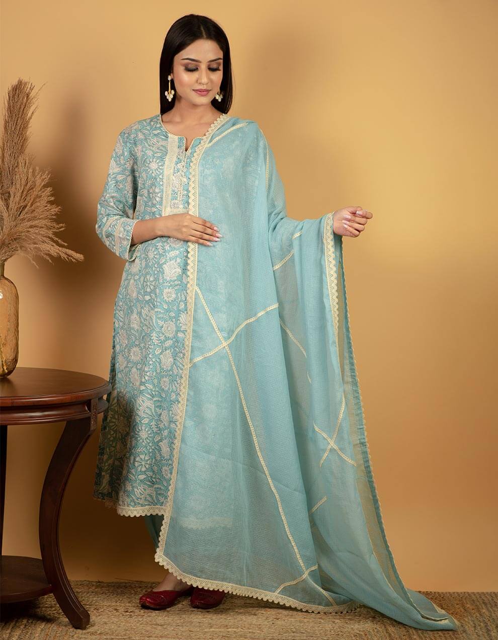 buy-designer-blue-cotton-dupatta-with-lace-for-ladies-in-india