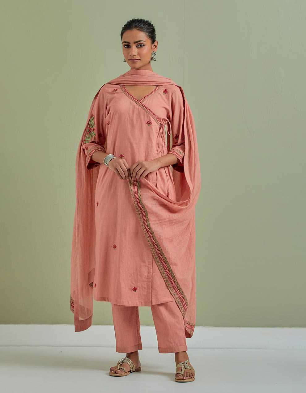 rust-embroidered-cotton-kurta-with-pants-and-cotton-dupatta--set-of-3